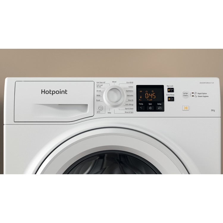 Hotpoint 8kg 1600rpm Freestanding Washing Machine With SteamHygiene - White