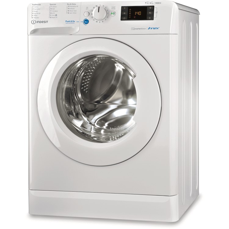 Refurbished Indesit BDE96436XWUKN Freestanding 9/6KG 1400 Spin Washer Dryer White