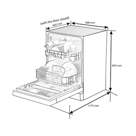 Refurbished Bush BFSNB12B 12 Place Freestanding Dishawasher White