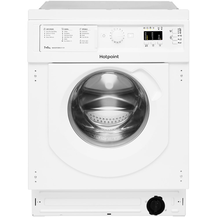 Refurbished Hotpoint Anti-stain BIWDHG75148UKN Integrated 7/5KG 1400 Spin Washer Dryer White