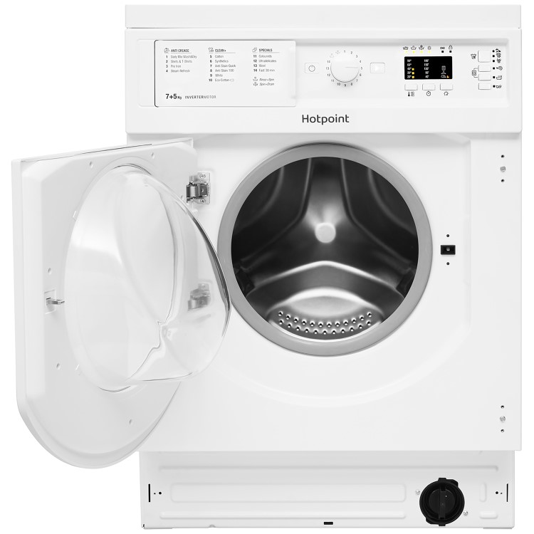 Refurbished Hotpoint Anti-stain BIWDHG75148UKN Integrated 7/5KG 1400 Spin Washer Dryer White