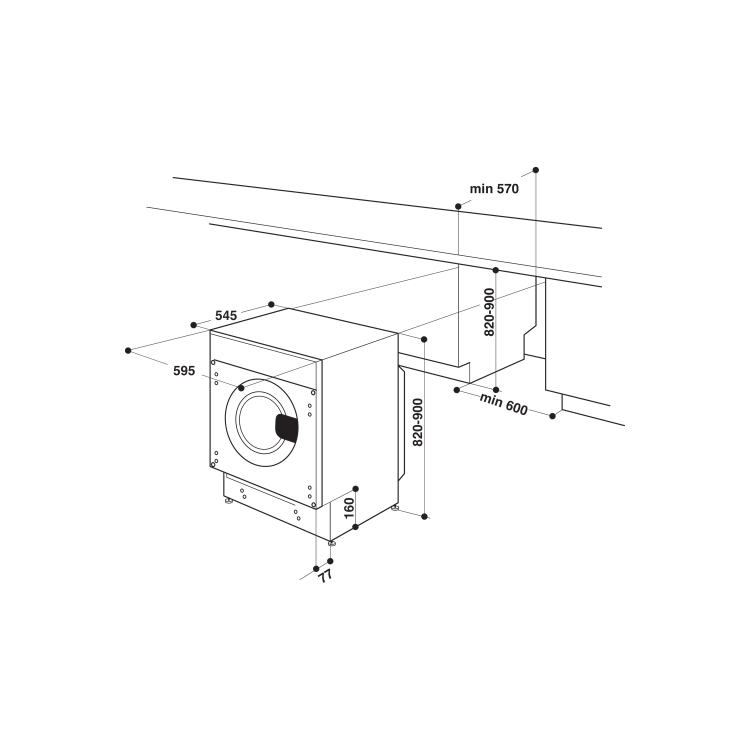 Refurbished Hotpoint Anti-stain BIWDHG75148UKN Integrated 7/5KG 1400 Spin Washer Dryer White