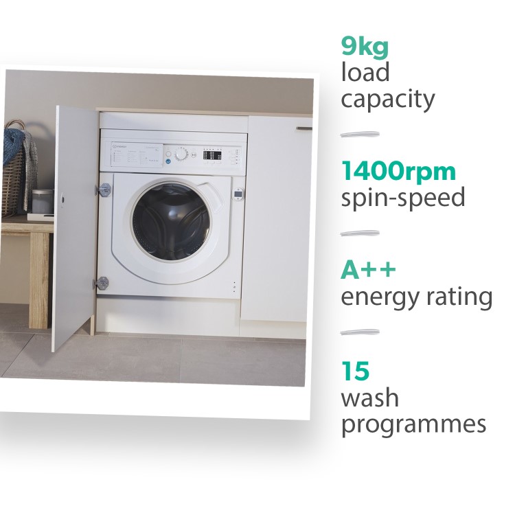 Indesit Push&Go 9kg 1400rpm Integrated Washing Machine