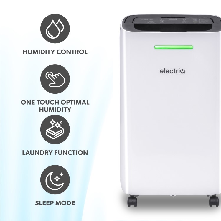 GRADE A2 - electriQ 12 Litre Dehumidifier with Digital Humidistat and Air Purifier