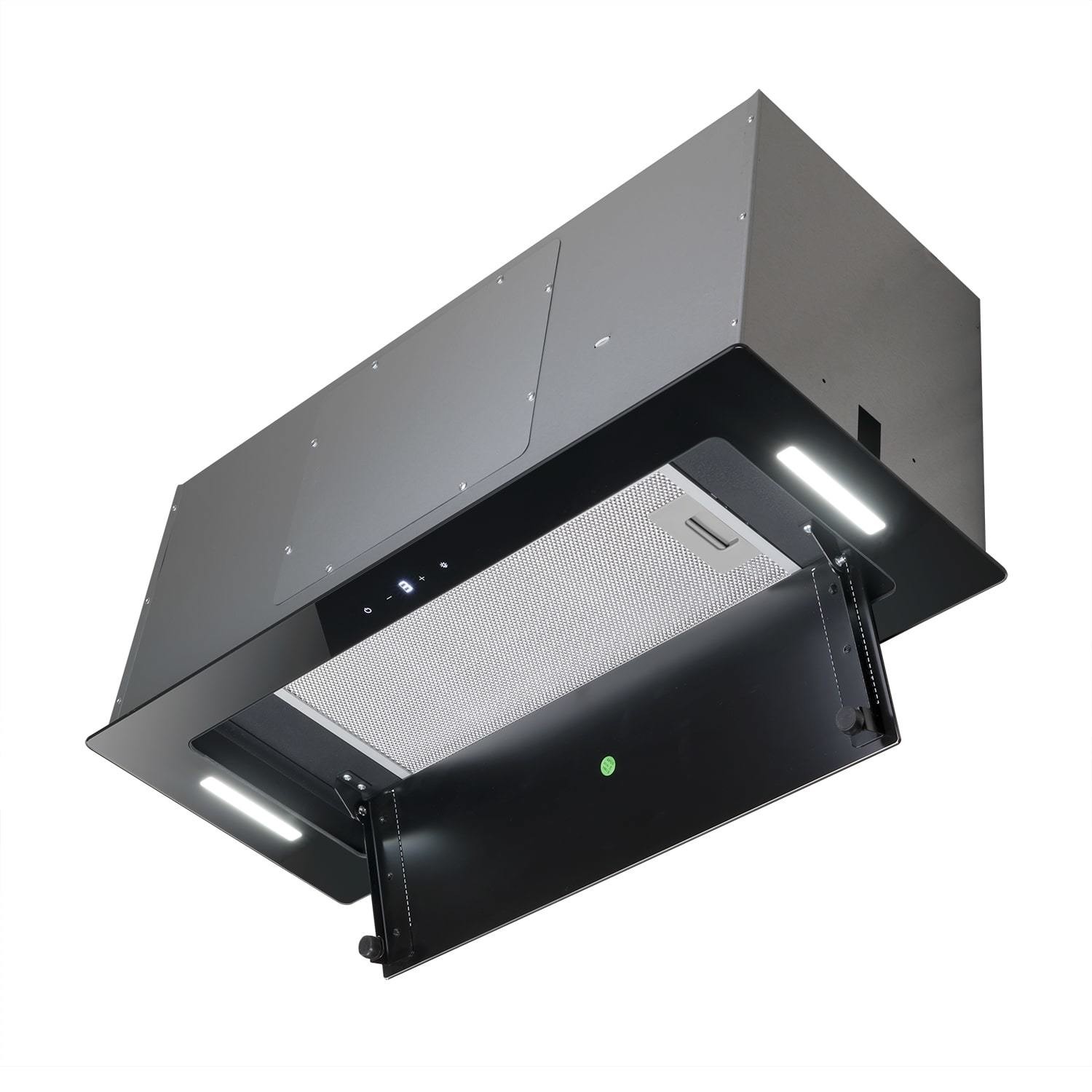 electriq 72cm black glass canopy hood