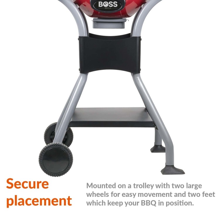 Boss Grill Compact Electric BBQ Grill with Cover - Red