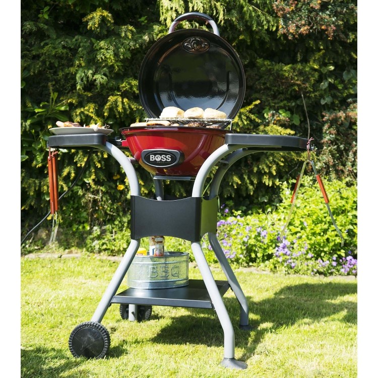 Boss Grill Compact Electric BBQ Grill with Cover - Red