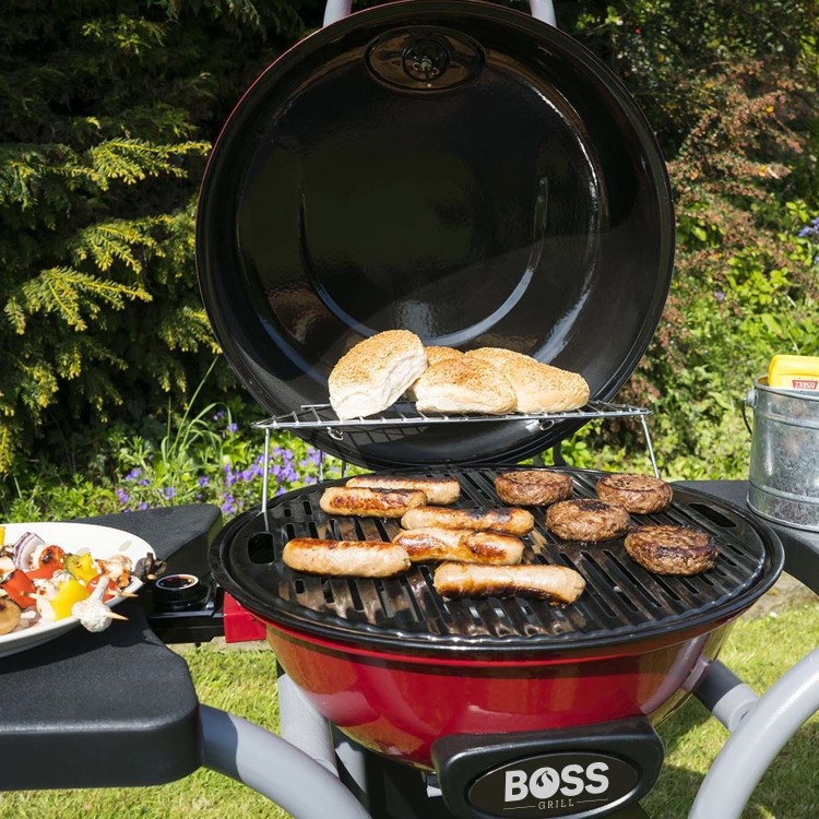 Boss Grill Compact Electric BBQ Grill with Cover - Red