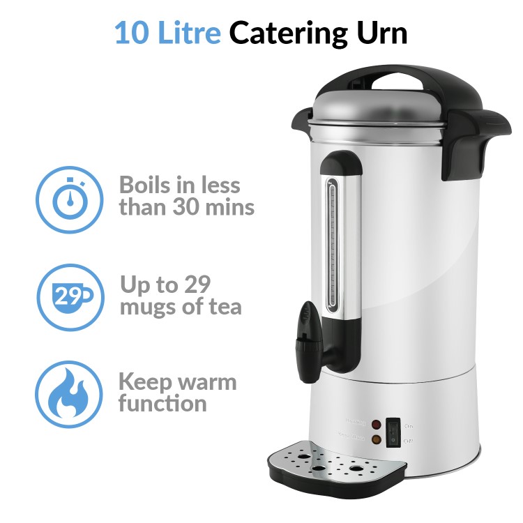 electriQ 10L 1500W Catering Urn - Stainless Steel