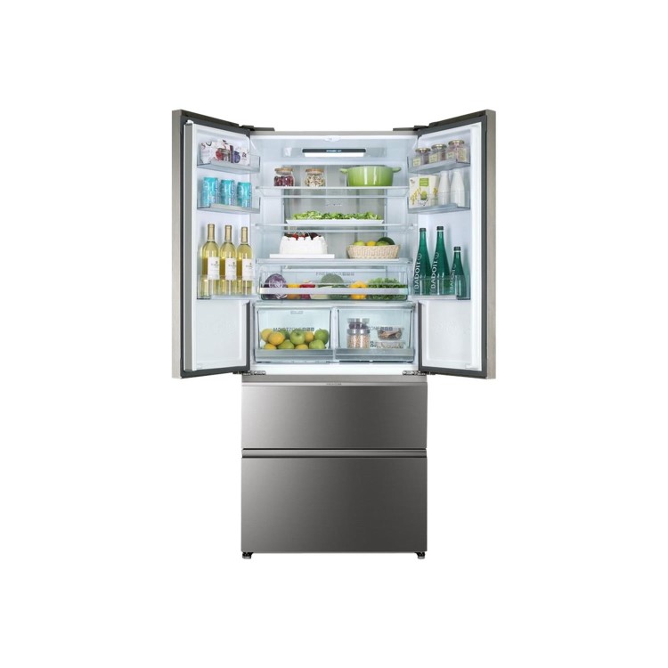 Refurbished Haier HB18FGSAAA Freestanding 539 Litre 70/30 Frost Free American Fridge Freezer Stainless Steel