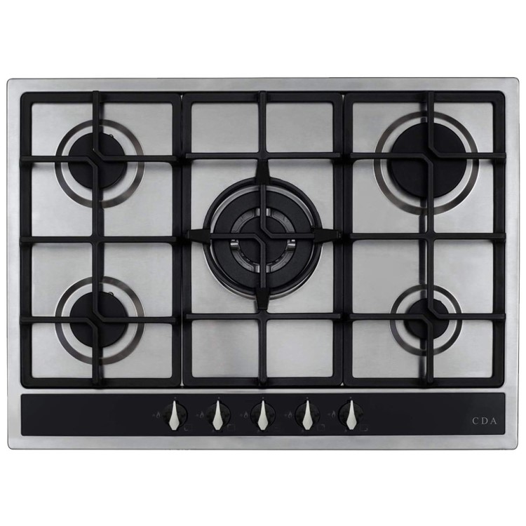 Refurbished CDA HG7351SS 70cm 5 burner Gas Hob with Wok Burner Stainless Steel