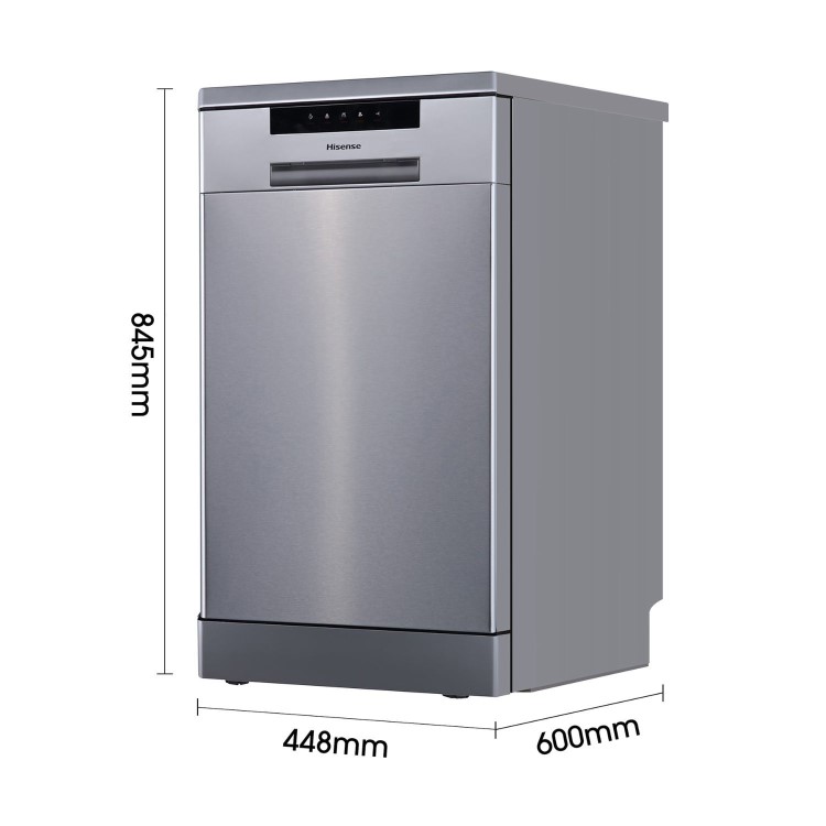 Hisense Freestanding Slimline Dishwasher - Half Load - Stainless Steel