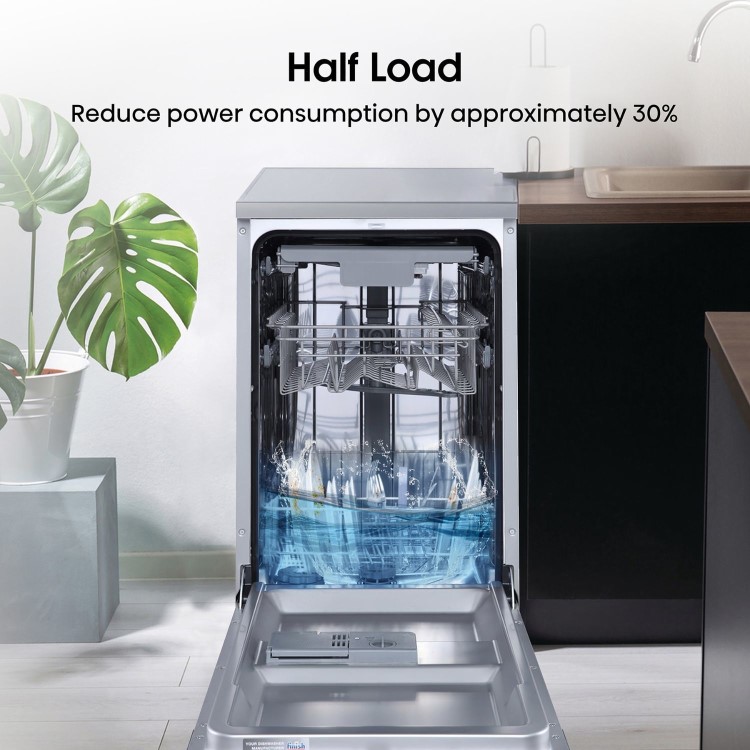 Hisense Freestanding Slimline Dishwasher - Half Load - Stainless Steel