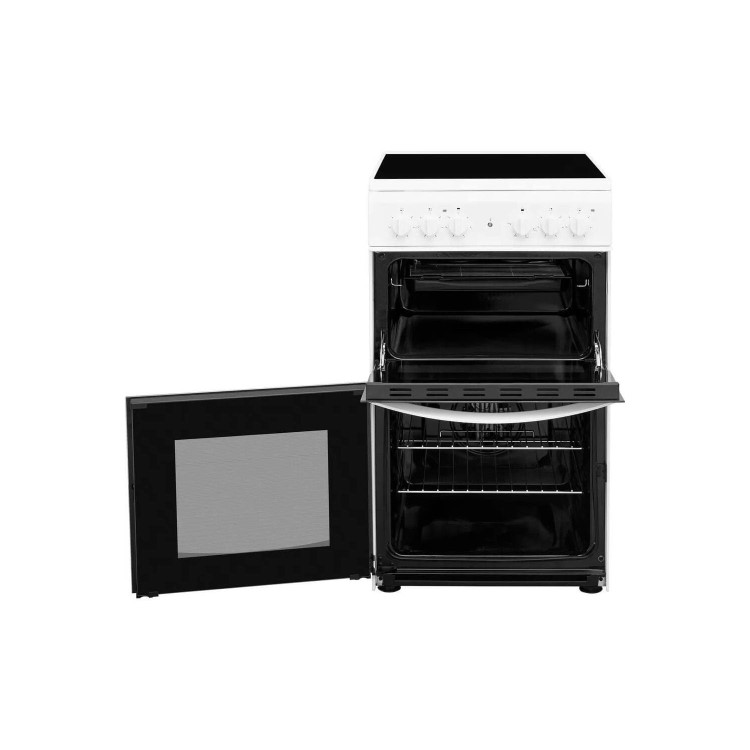 Refurbished Indesit ID5V92KMW 50cm Double Cavity Electric Cooker With Ceramic Hob White