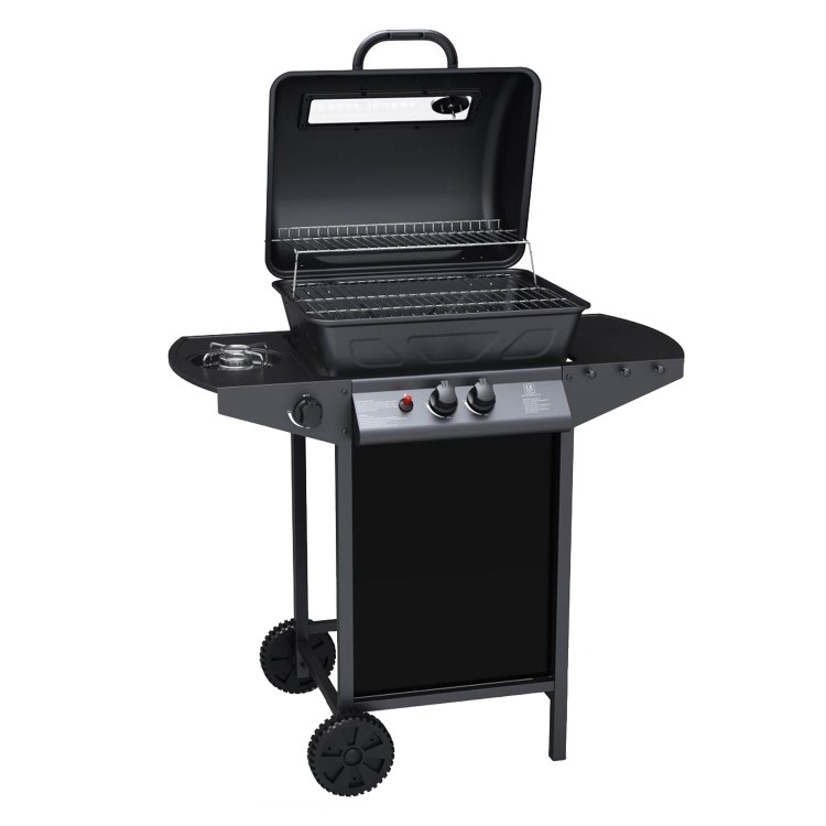 Boss Grill Louisiana - 2 Burner Gas BBQ Grill with Side Burner - Black