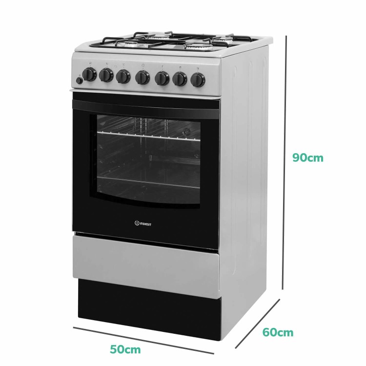 Indesit 50cm Dual Fuel Cooker - Grey