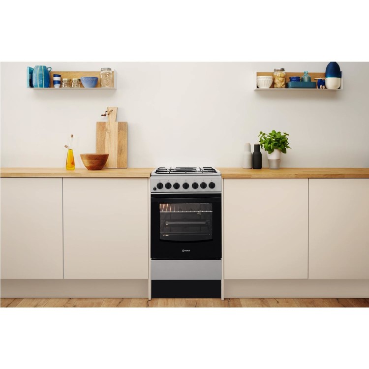 Indesit 50cm Dual Fuel Cooker - Grey