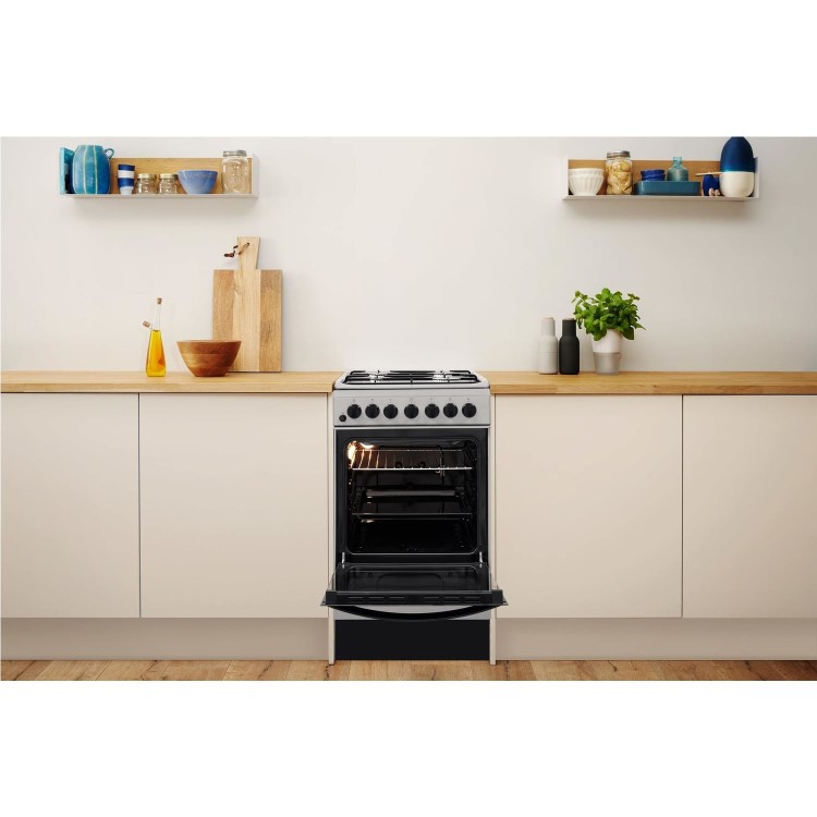 Indesit 50cm Dual Fuel Cooker - Grey