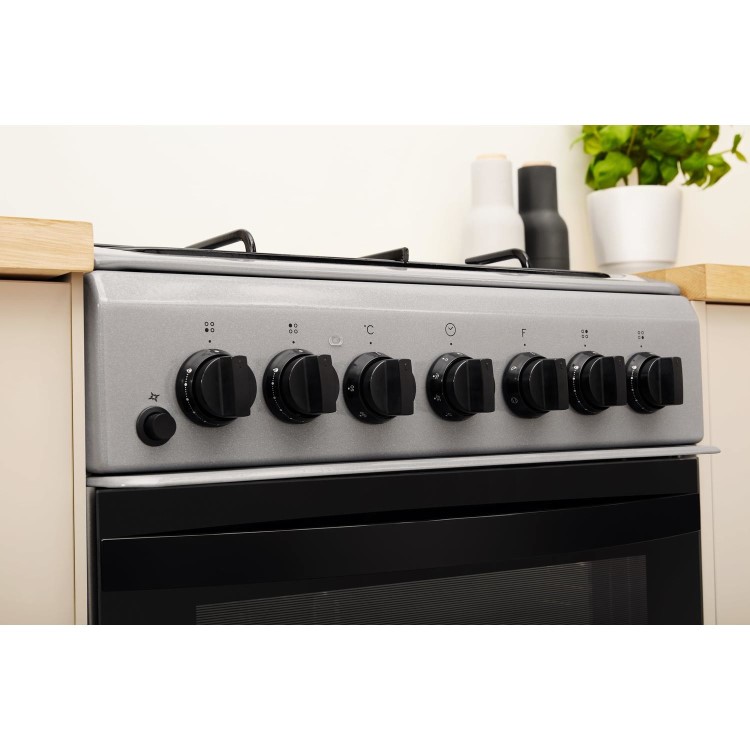 Indesit 50cm Dual Fuel Cooker - Grey