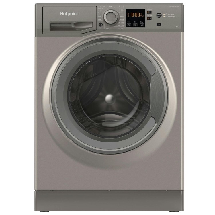 Refurbished Hotpoint AntiStain NSWM1046GGUK Freestanding 10KG 1400 Spin Washing Machine Graphite