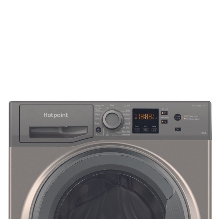 Refurbished Hotpoint AntiStain NSWM1046GGUK Freestanding 10KG 1400 Spin Washing Machine Graphite