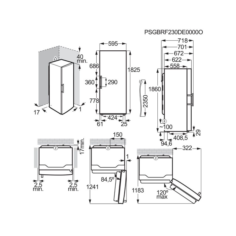 Refurbished AEG 7000 Series OAG7M281EX Freestanding 278 Litre Frost Free Freezer Stainless Steel