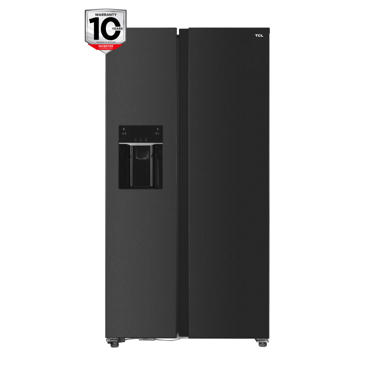 Refurbished TCL RC513SBE0UK Freestanding 513 Litre Frost Free American Fridge Freezer with Water Dispenser Black Stainless Steel