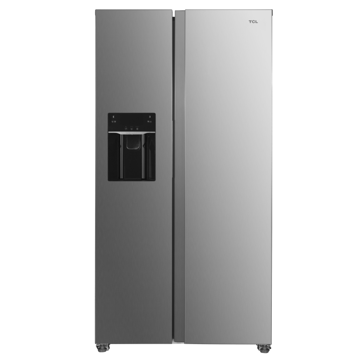 TCL 513 Litre Side-By-Side American Fridge Freezer with Water Dispenser - Stainless Steel