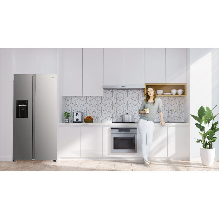 TCL 513 Litre Side-By-Side American Fridge Freezer with Water Dispenser - Stainless Steel