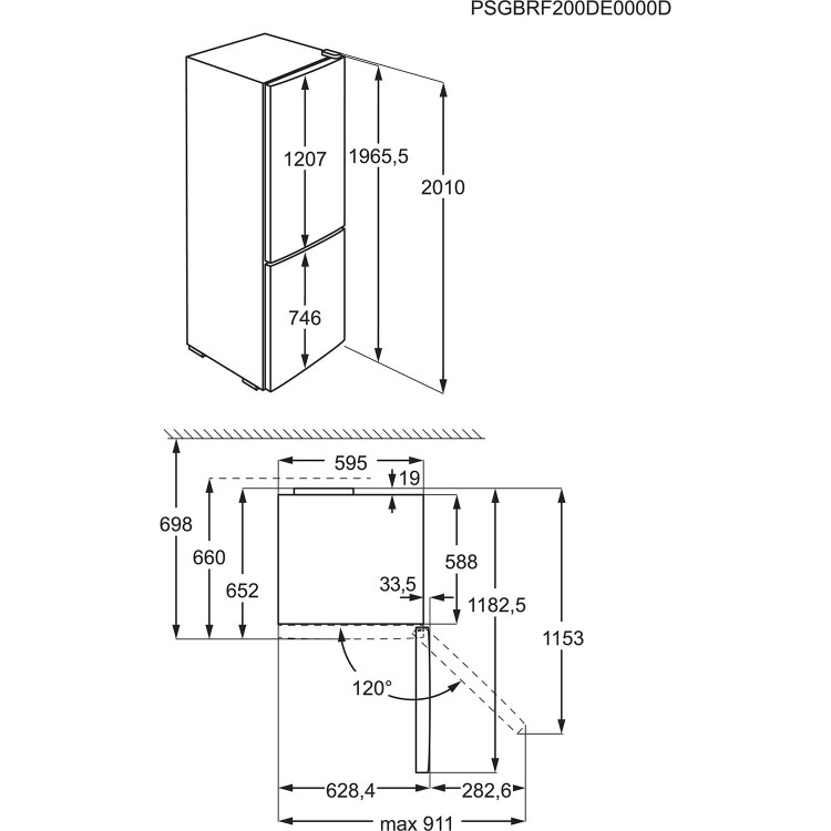 Refurbished AEG RCB636E3MW Freestanding 367 Litre 70/30 Frost Free Fridge Freezer White