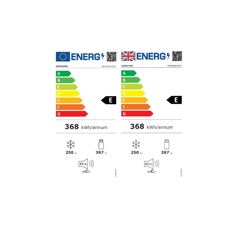 Refurbished Samsung Bespoke RF65A967622 647 Litre Frost Free American Fridge Freezer Black