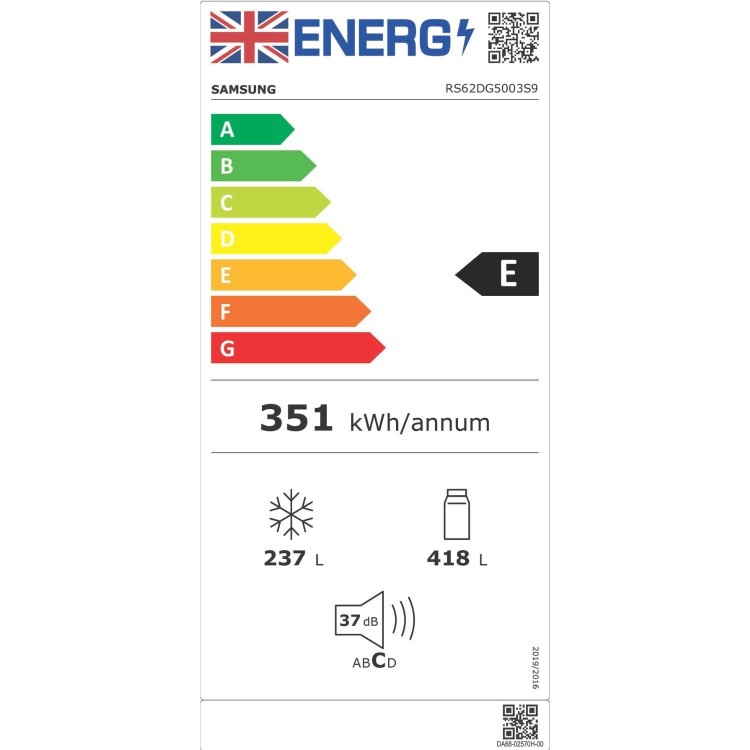 Refurbished Samsung RS62DG5003S9EU 655 Litre Frost Free American Fridge Freezer with SpaceMax Silver