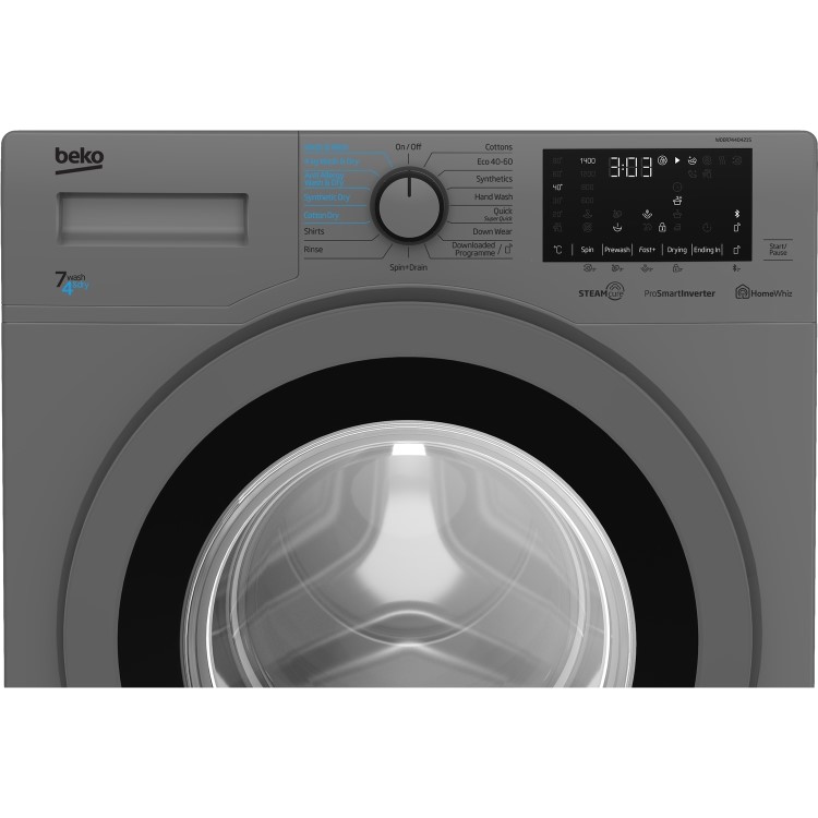 Refurbished Beko WDER7440421S Freestanding 7/4KG 1400 Spin Washer Dryer Silver