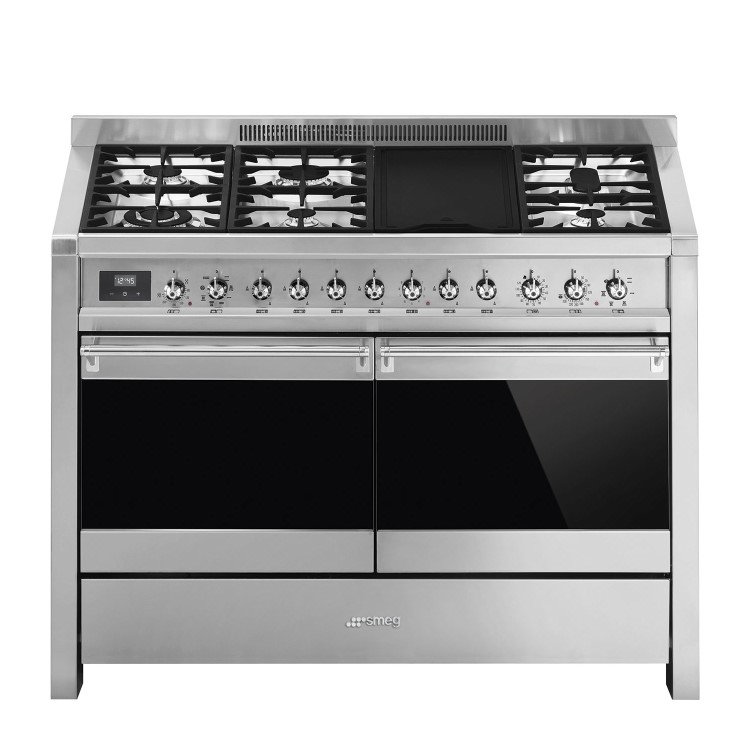 Smeg Opera 120cm Dual Fuel Range Cooker with Electric Griddle - Stainless Steel