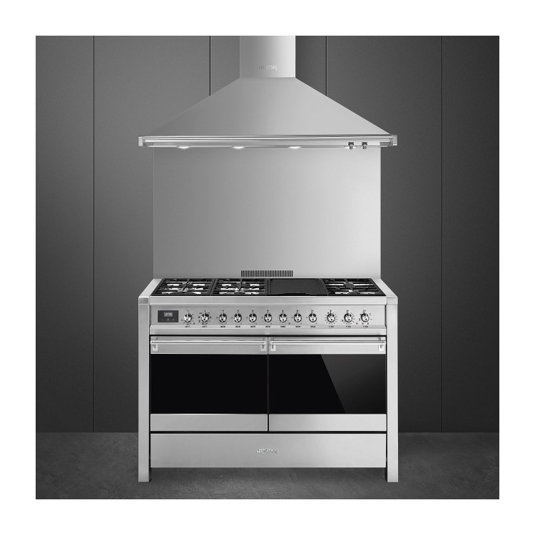 Smeg Opera 120cm Dual Fuel Range Cooker with Electric Griddle - Stainless Steel