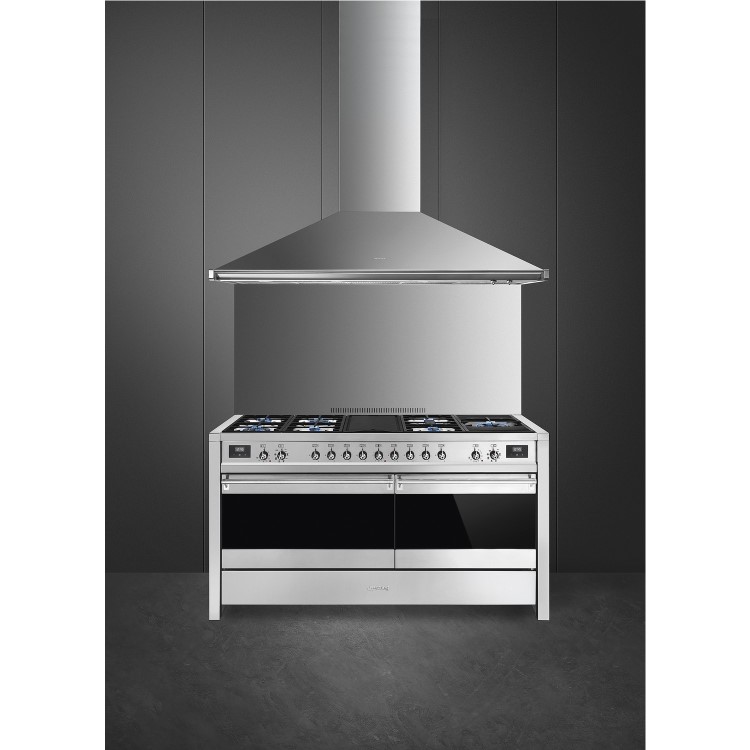 Smeg Opera 150cm Dual Fuel Range Cooker with Electric Griddle - Stainless Steel