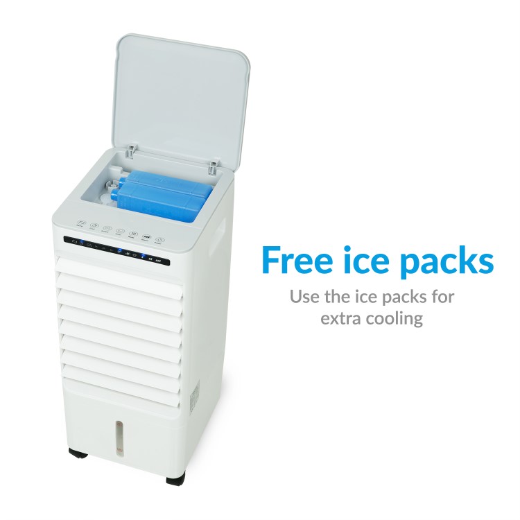 Refurbished electriQ Slimline 6L ECO Air Cooler with Built-In Air Purifier and Humidifier - 2 Free Ice Packs