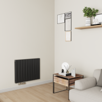 Eco Eleganza Midnight Black Horizontal Flat Designer Aluminium Radiator 600x750mm Double Panel 3056 BTU