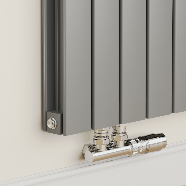 Eco Eleganza Anthracite Horizontal Flat Designer Aluminium Radiator 600x750mm Double Panel 3056 BTU