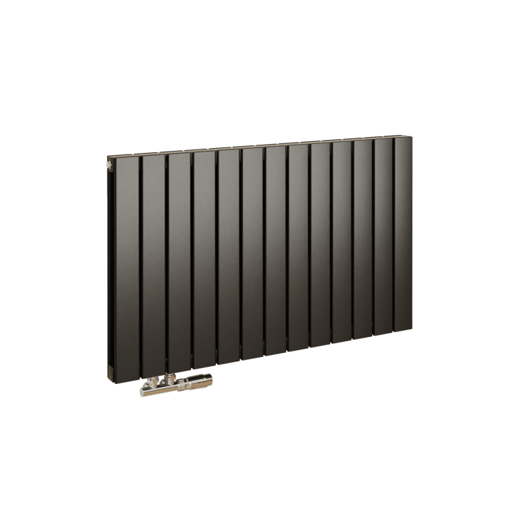 Eco Eleganza Midnight Black Horizontal Flat Designer Aluminium Radiator 600x975mm Double Panel 3973 BTU