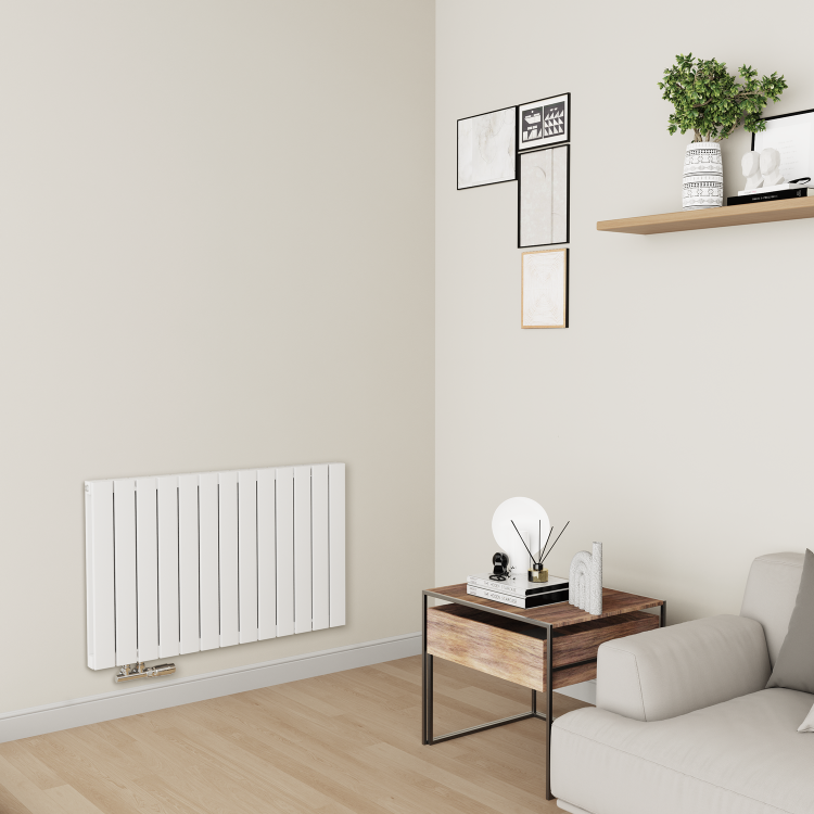 Eco Eleganza White Horizontal Flat Designer Aluminium Radiator 600x975mm Double Panel 3973 BTU