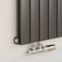 Eco Eleganza Midnight Black Horizontal Flat Designer Aluminium Radiator 600x975mm Single Panel 2992 BTU