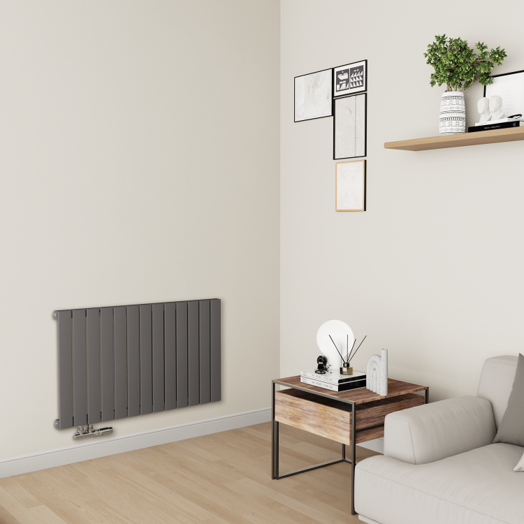 Eco Eleganza Anthracite Horizontal Flat Designer Aluminium Radiator 600x975mm Single Panel 2992 BTU