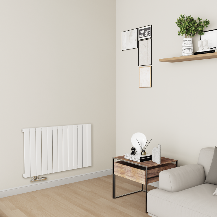 Eco Eleganza White Horizontal Flat Designer Aluminium Radiator 600x975mm Single Panel 2992 BTU