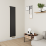 Eco Eleganza Midnight Black Vertical Flat Designer Aluminium Radiator 1800x375mm Single Panel 2823 BTU