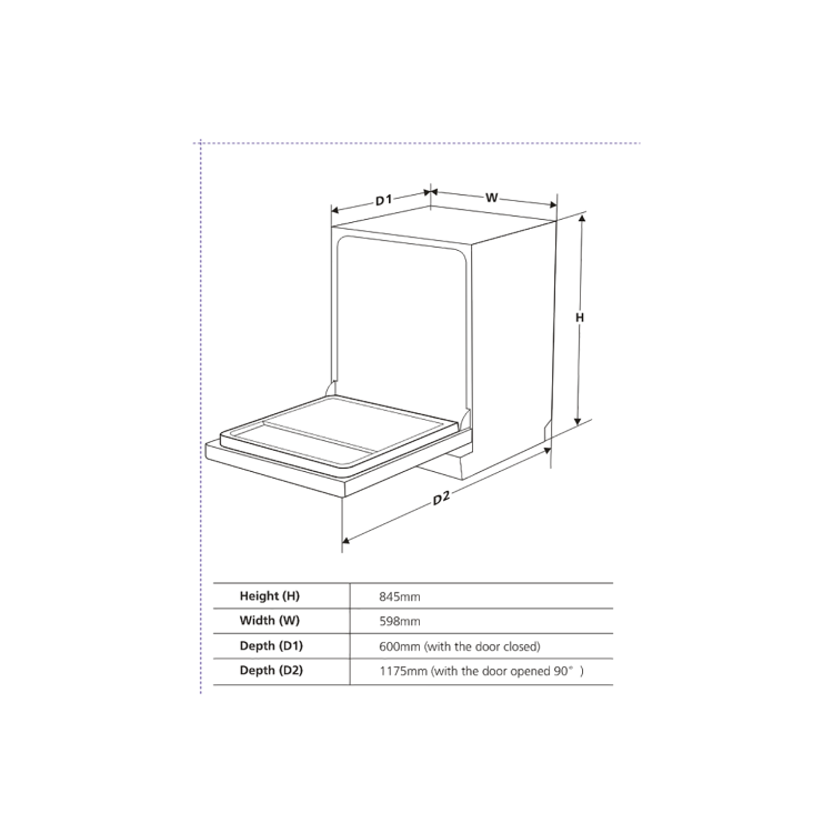 Amica Freestanding Dishwasher - 3-in-1 Function, Half Load, White