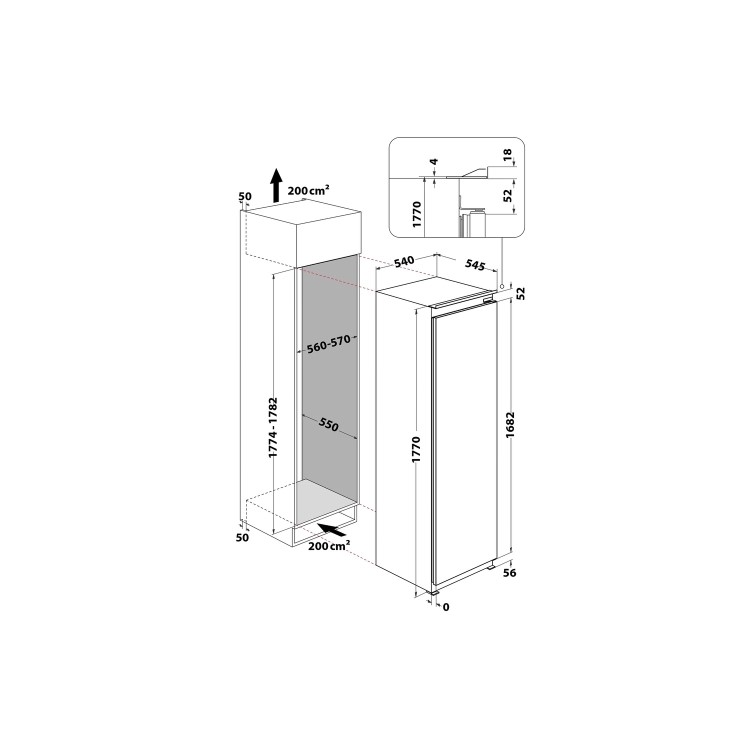 Whirlpool 209 Litre Built In Upright Freezer - White