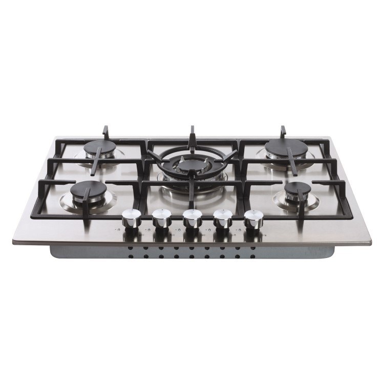 Refurbished Amica AGH7100SS 68cm 5 Burner Gas Hob With Cast Iron Pan Stands Stainless Steel