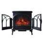 GRADE A2 - AmberGlo Large Electric Stove Fire in Black with Double Doors & Log Fuel Bed