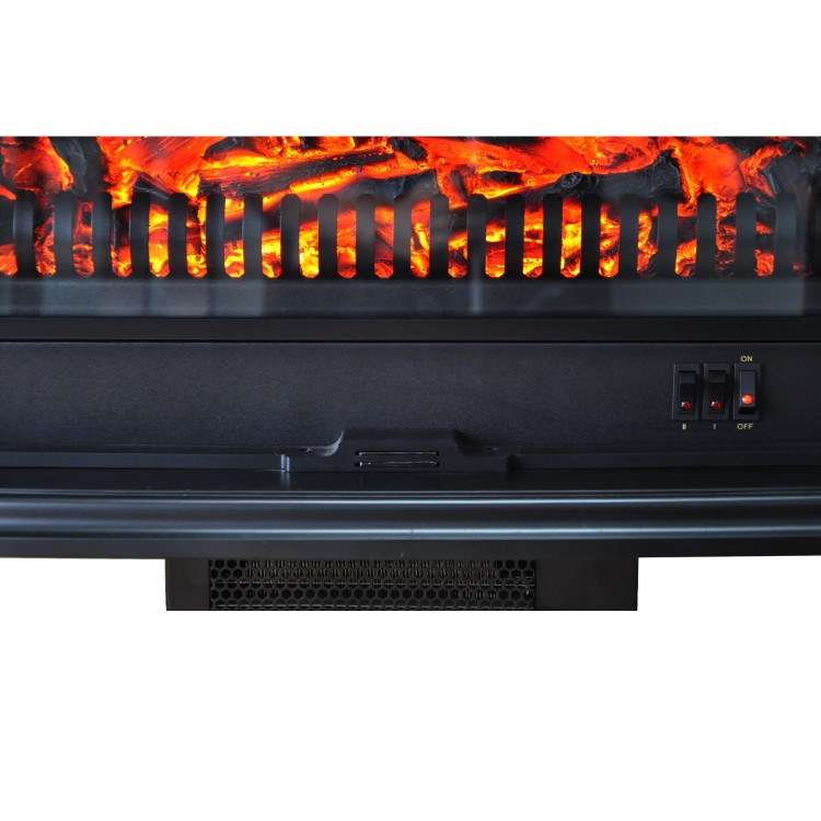 GRADE A2 - AmberGlo Large Electric Stove Fire in Black with Double Doors & Log Fuel Bed